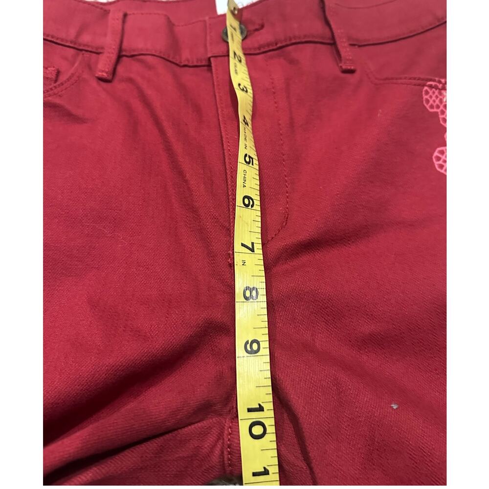 Johnny Was Jade Caleta The Straight Flare Jean Red Floral Feminine Boho, size 27 - Picture 8 of 11